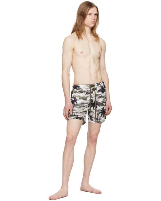 Moncler Black Off- Printed Swim Shorts for men