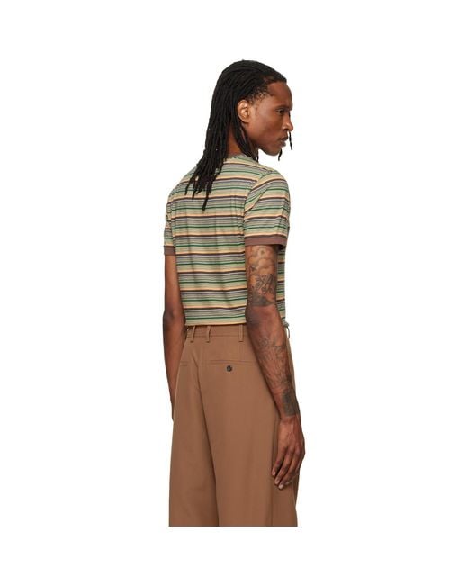 Marni Brown Cotton Fine Stripes T-Shirt for men