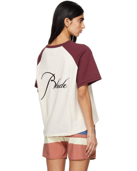 Rhude Multicolor Off-white & Burgundy Raglan T-shirt