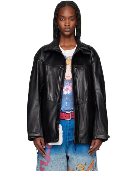 【関税込み】doublet ブラック Mountain レザージャケット Doublet ブラック Mountain レザージャケット ブラック | Lyst