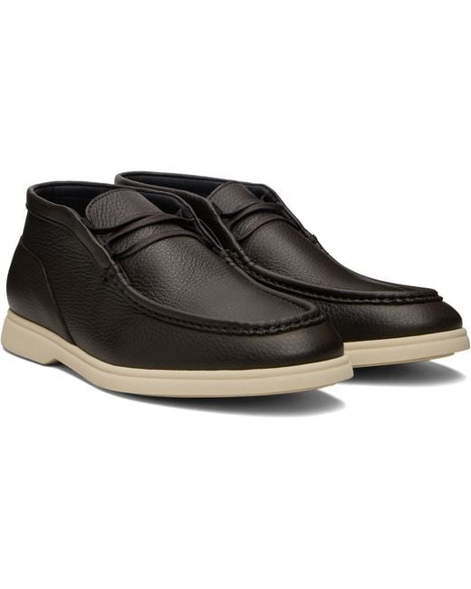 Boss Black Tumbled Leather Desert Boots for men