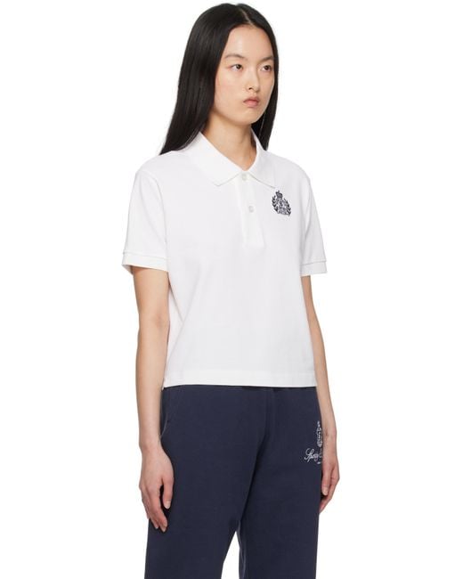 Sporty & Rich White H&W Crest Pique Polo