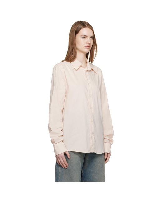 MM6 by Maison Margiela Natural Off- Poly Cotton Shirting Long-Sleeved Shirt