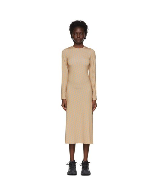 ROKH Black Brown Polyester Mid-length Dress