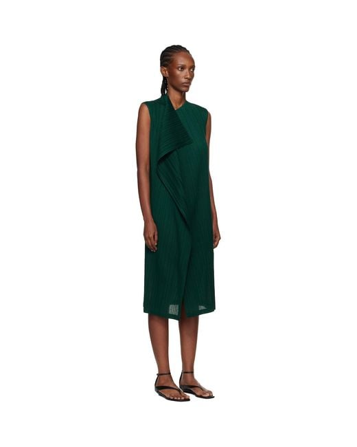 Pleats Please Issey Miyake Black Ramie Pleats Maxi Dress