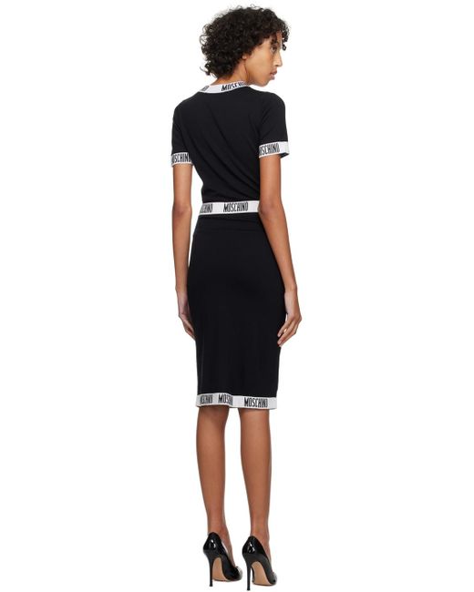 Moschino Black Jacquard Midi Dress