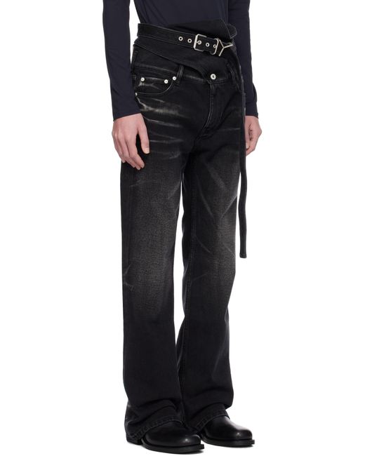 Y. Project Black Wrap Belt Jeans for men
