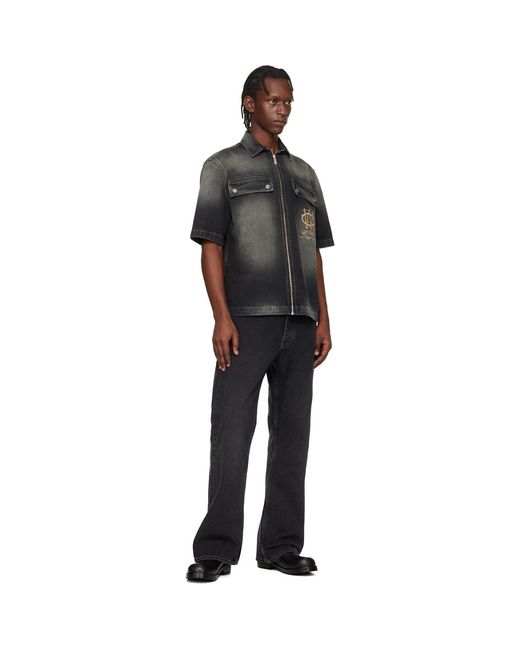 Off-White c/o Virgil Abloh Black Zip Bowling Denim Shirt for men