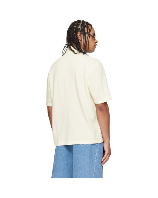 AMI White Off- Cotton Ami De Coeur Knitted Patch Polo for men