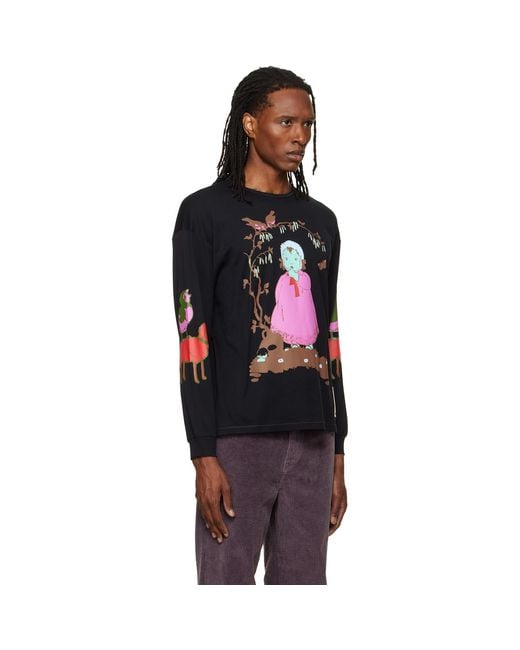 Chopova Lowena Black Woodland Baby Oversized Jersey T-Shirt for men