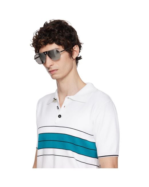 Versace Gray Greca Flow Navigator Sunglasses for men