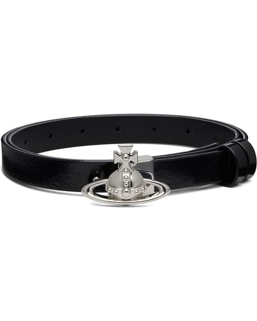 Vivienne Westwood Black Small Orb Buckle Belt for men