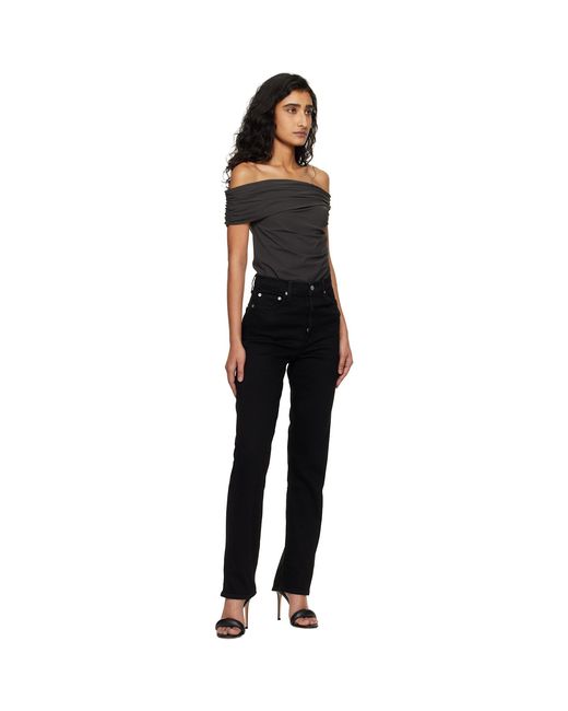 Agolde Black 90's Pinch Waist High Rise Straight Long Jeans