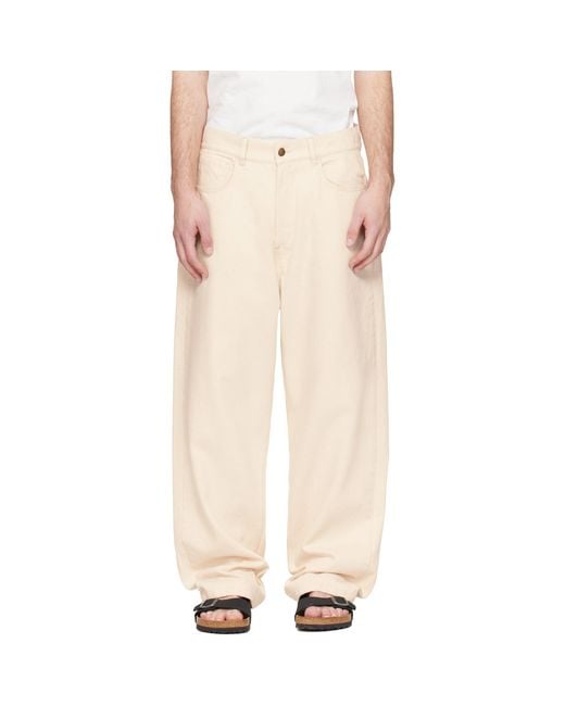 Merz B. Schwanen Natural Off- 1930S Cotton Twill 5-Pocket Trousers for men