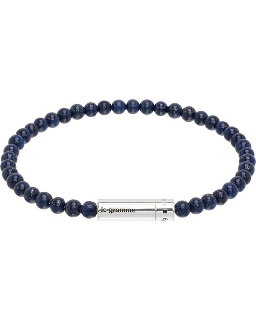 Le Gramme Black 'Le 11G' Lapis Lazuli Beads Bracelet for men