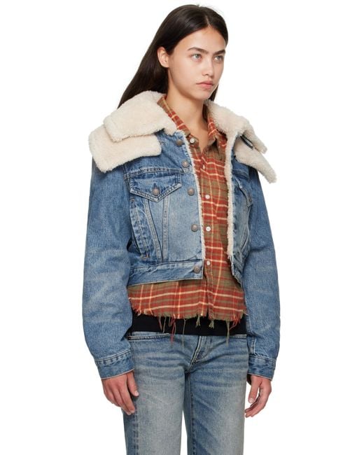 Blouson Camionneur Bleu À Col Étagé Et À Garnitures En Sherpa R13 en coloris Blue