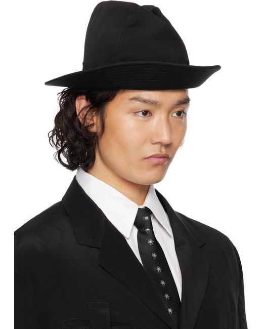メンズ Yohji Yamamoto ブラック Wool Gabardine フェドラハット Black