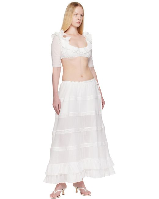 Mirror Palais White Mirage Bustle Midi Skirt
