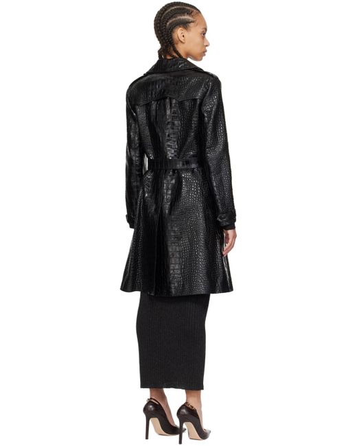 Tom Ford Black Croc-embossed Leather Trench Coat
