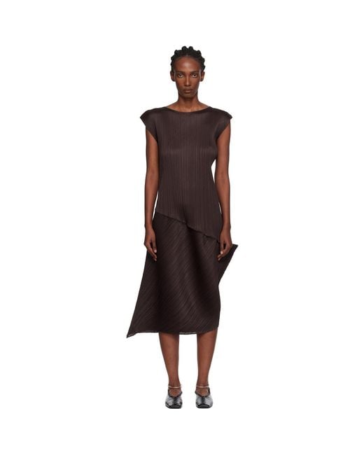 Pleats Please Issey Miyake Black Leap Midi Dress