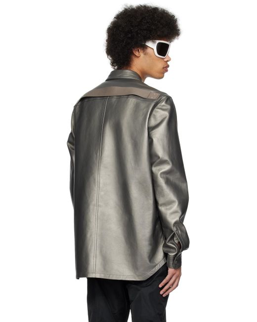 Rick Owens Black Silver Lido Leather Jacket for men