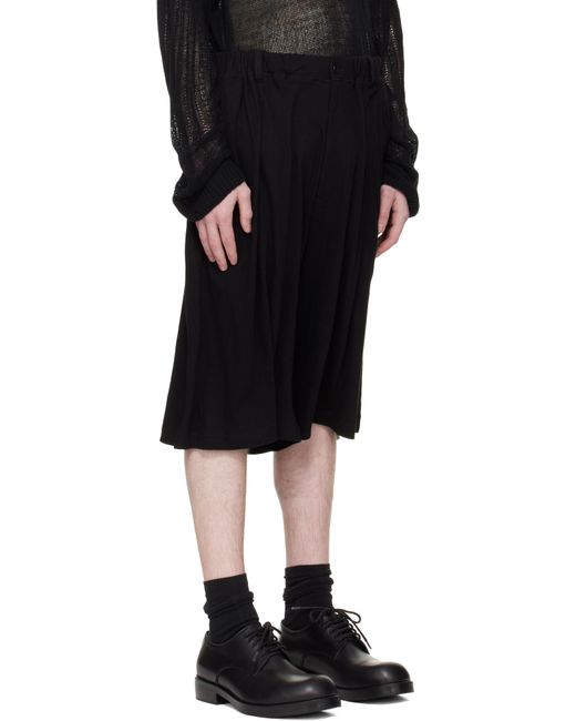 Yohji Yamamoto Black Cotton & Linen Jersey Shorts for men