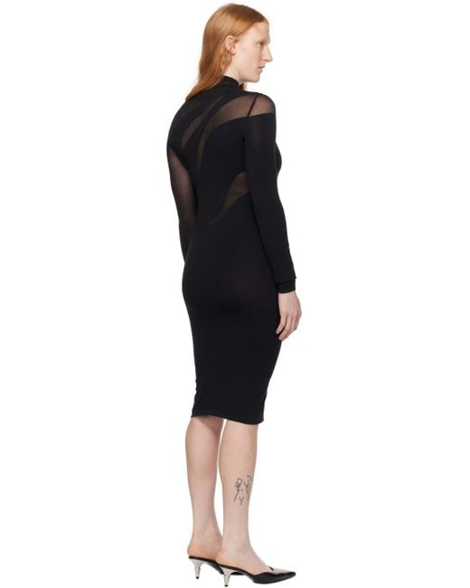 Wolford Black Sheer Opaque Midi Dress