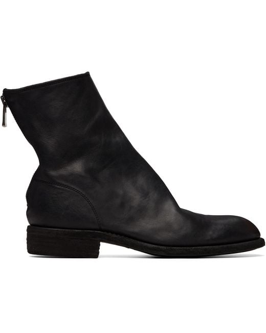 Guidi Black 986 Leather Back Zip Ankle Boots for men