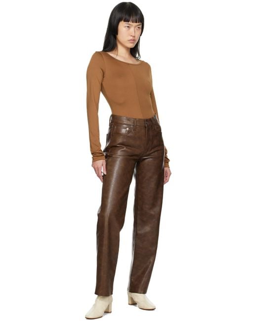 Agolde Brown Sloane Leather Pants