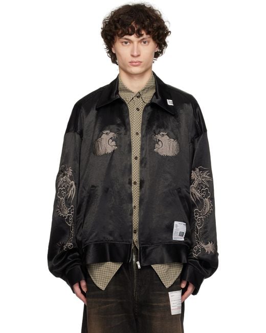 Maison Mihara Yasuhiro Black Collared Souvenir Jacket for men