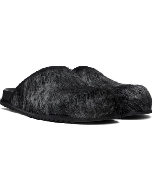 Rick Owens Black Gunmetal Hollywood Granola Mules for men