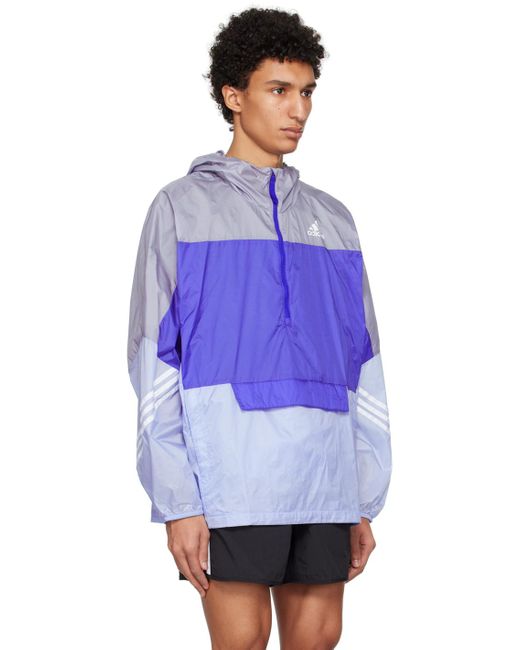adidas Originals Wind Hooded Jacket in Blue for Men | Lyst UK