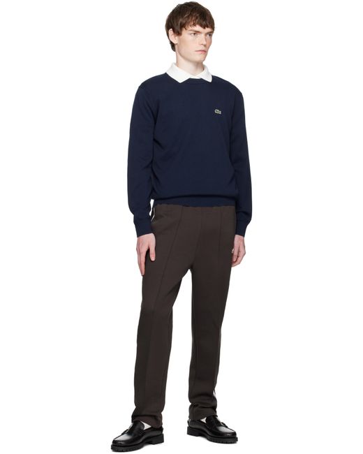 Pull Bleu Marine En Coton À Col Ras Du Cou Lacoste pour homme en coloris Blue