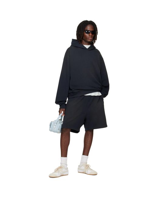 Acne Blue Printed-Logo Shorts for men