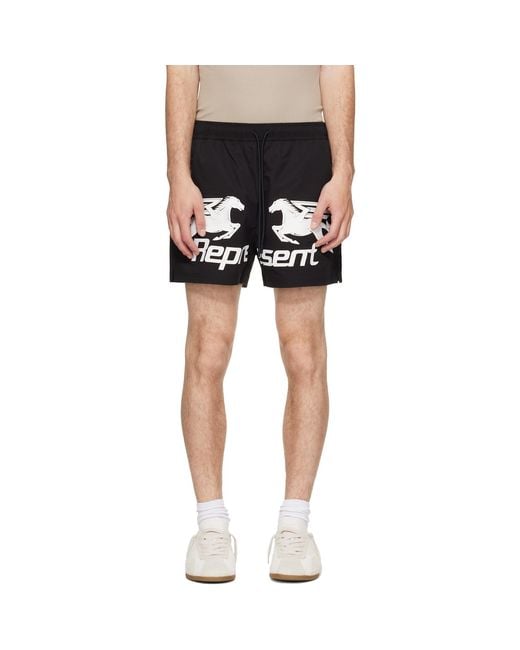 Represent Black 'Nothing Faster' Swim Shorts for men