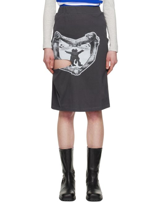 OPEN YY Black Yy Hug & Heart Cutout Midi Skirt
