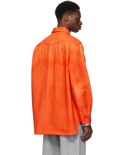 Acne Orange Faded Denim Shirt for men