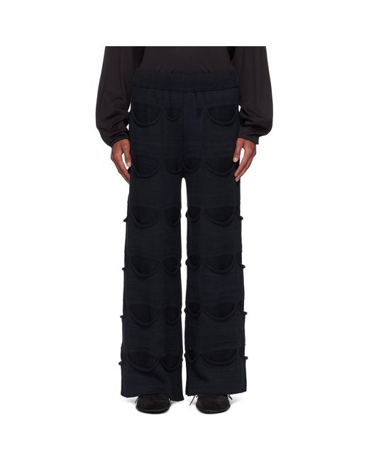 Isa Boulder Black Wide-Leg Pocket Drawstring Trousers for men