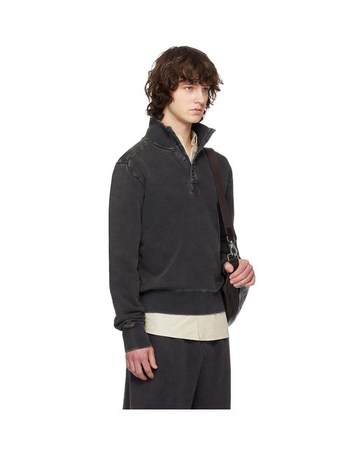 Entire studios Black Port Pullover Sweatshirt for men