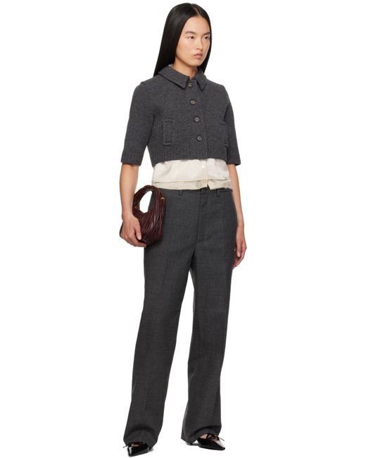 Miu Miu Black Cropped Wool Cardigan