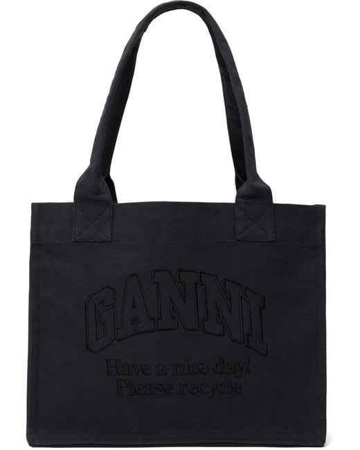 Ganni Black Large Easy Shopper Tote
