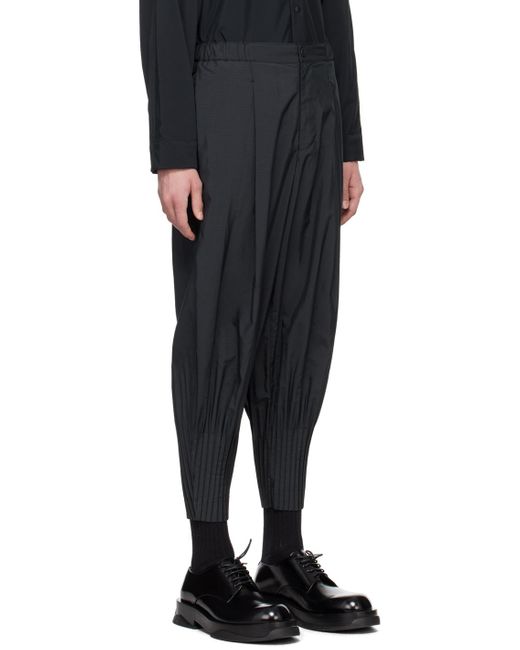 Pantalon noir à plissures cascade Homme Plissé Issey Miyake pour homme en coloris Black