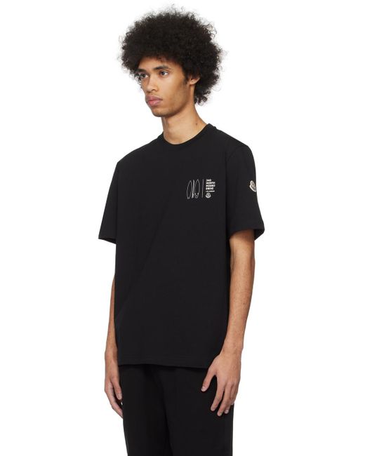 T-shirt noir à images à logo imprimées Moncler pour homme en coloris Black