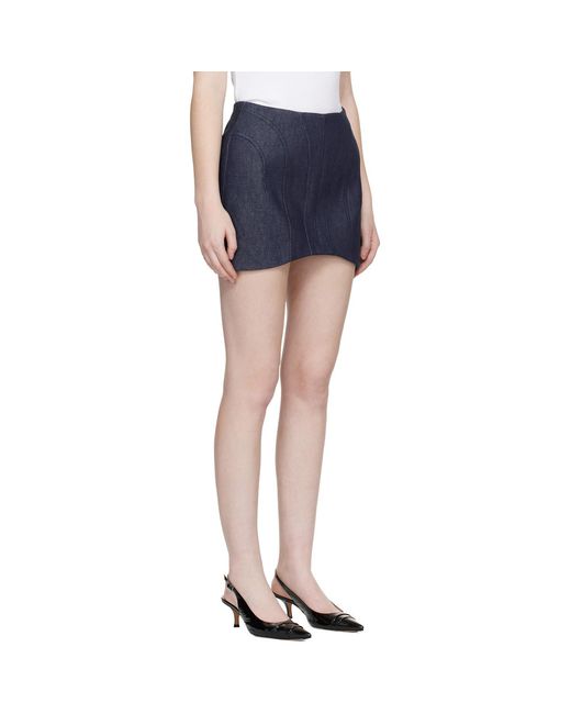 Mugler Blue Raw Denim Miniskirt