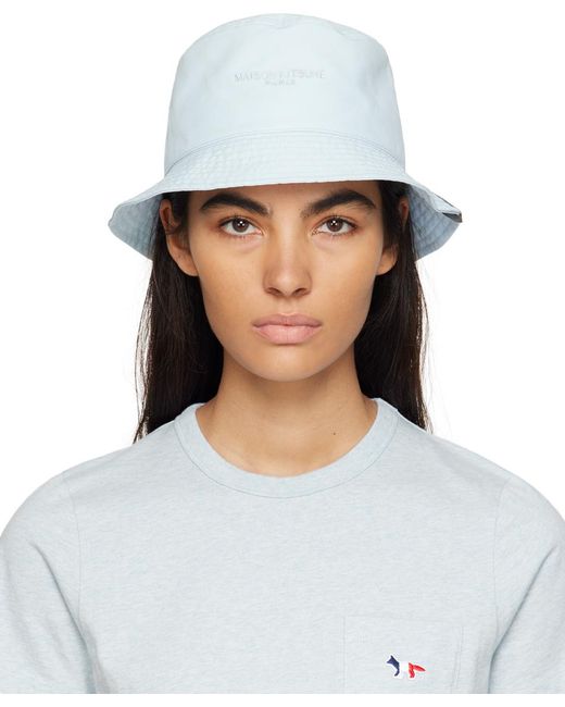 Maison Kitsuné White Blue Technical Bucket Hat