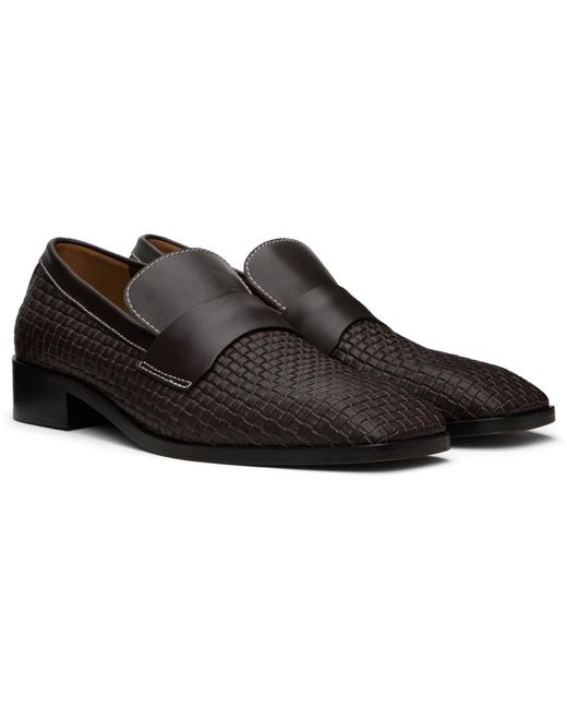 Wales Bonner Black Brown Woven Loafers for men