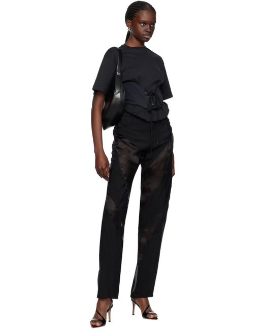 【関税込み】Mugler ブラック レースアップ Tシャツ Mugler Black Lace-up T-shirt | Lyst