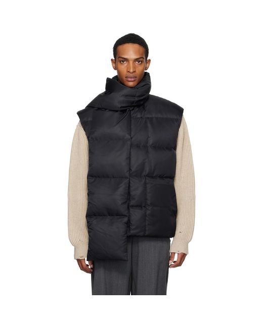 MM6 by Maison Margiela Black Scarf Down Vest for men