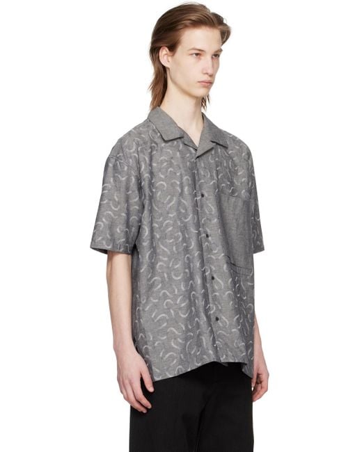 メンズ KOZABURO ブラック グラフィック刺繍 シャツ Gray