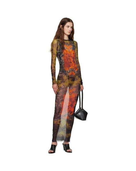 Jean Paul Gaultier Black Khaki & 'The Long Médaillon' Maxi Dress